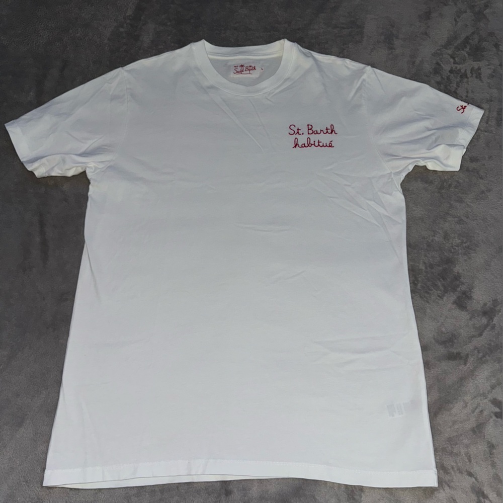 White Men's MC2 Saint Barth habituè embroidery cotton T-shirt/Short sleeve